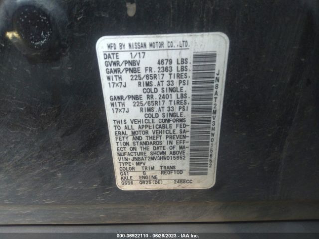JN8AT2MV3HW015652 Nissan ROGUE S