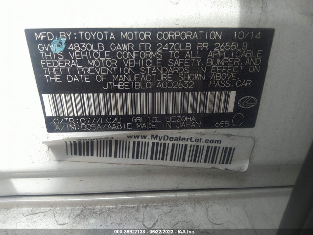 Lexus GS 350 2015 JTHBE1BL0FA002632 Image 9