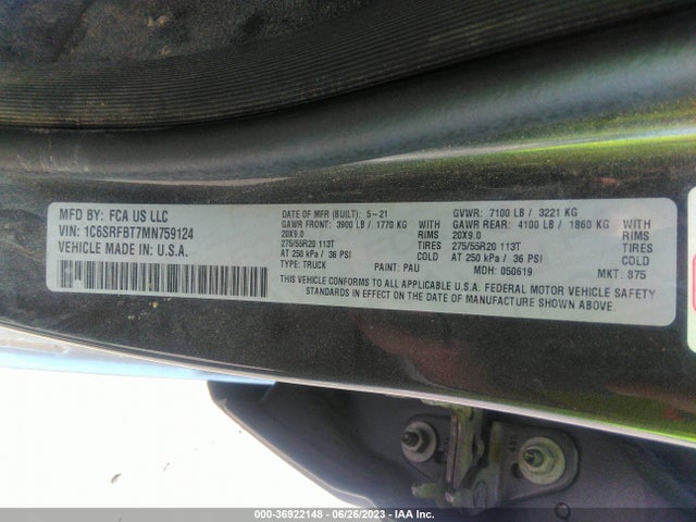 1C6SRFBT7MN759124 RAM 1500 Big Horn