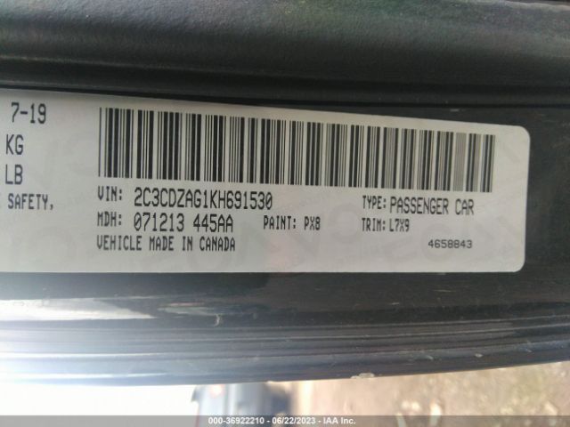 2C3CDZAG1KH691530 Dodge Challenger Sxt