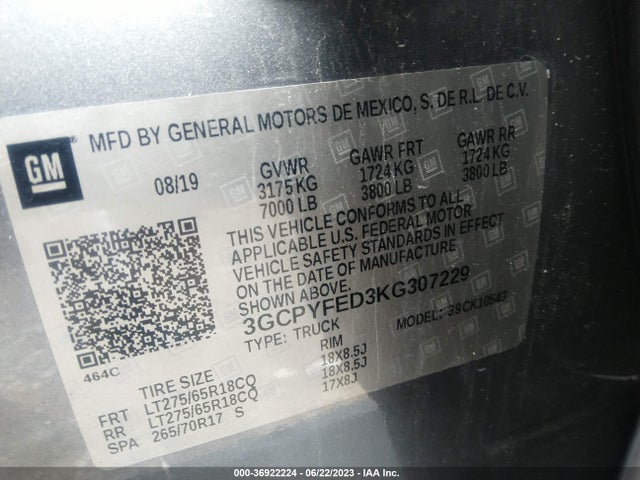 Chevrolet Silverado 1500 Lt Trail Boss 2019 3GCPYFED3KG307229 Image 9