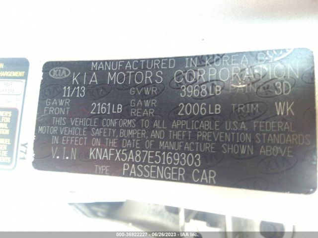KNAFX5A87E5169303 KIA Forte 5-door Ex