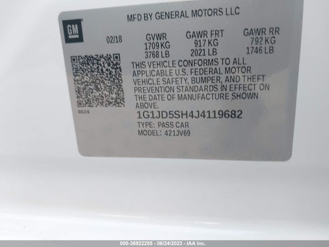 Chevrolet SONIC LT 2018 1G1JD5SH4J4119682 Image 9