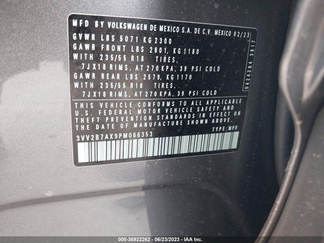3VV2B7AX9PM066353 Volkswagen TIGUAN SE