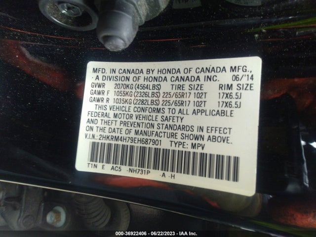 Honda Cr-v Ex-l 2014 2HKRM4H79EH687901 Image 9