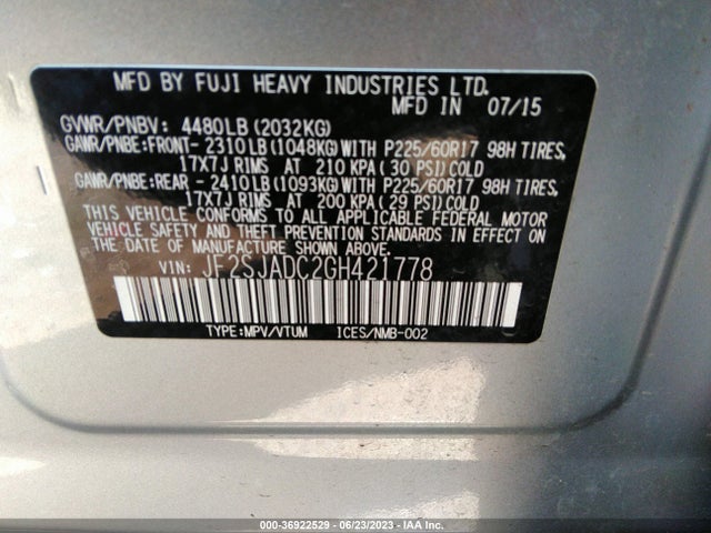 JF2SJADC2GH421778 Subaru Forester 2.5i Premium