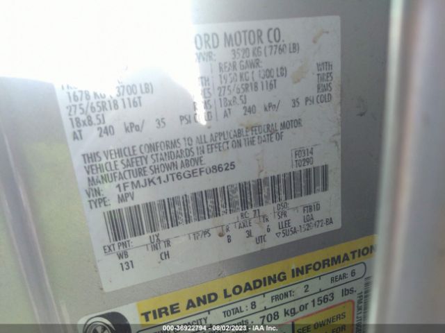 1FMJK1JT6GEF08625 Ford Expedition El Xlt/king Ranch