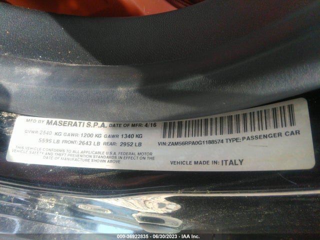 2016 Maserati Quattroporte, VIN: ZAM56RPA0G1188574