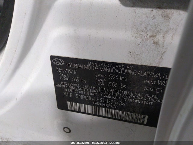 Hyundai ELANTRA SEL 2018 5NPD84LF3JH295486 Image 10