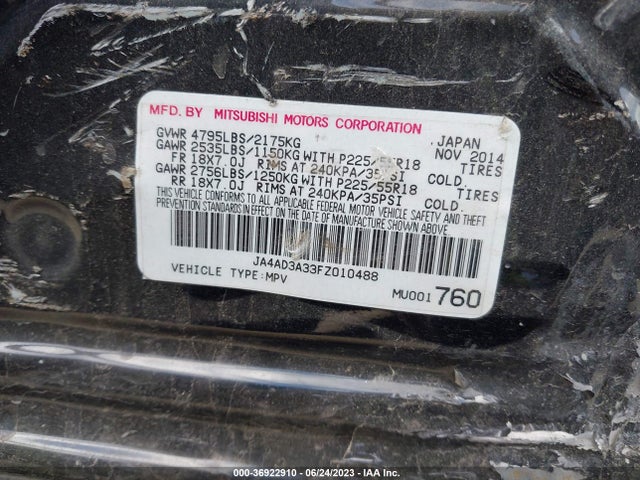 JA4AD3A33FZ010488 Mitsubishi Outlander Se