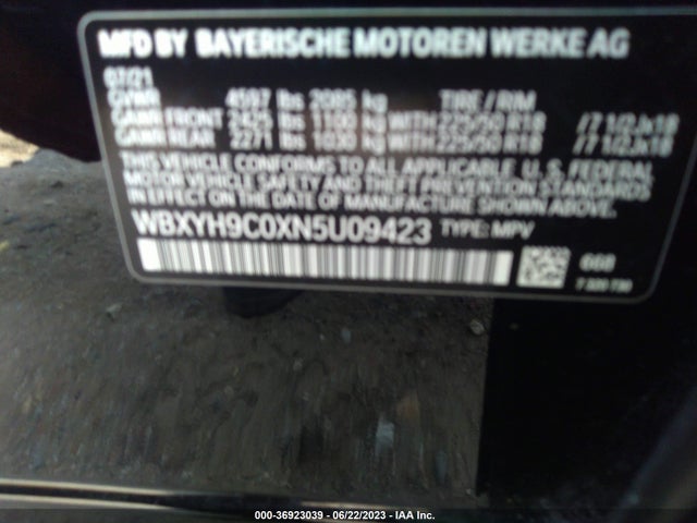 2022 BMW X2, VIN: WBXYH9C0XN5U09423