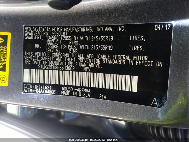 Toyota Highlander Xle/se 2017 5TDKZRFH9HS513868 Image 16
