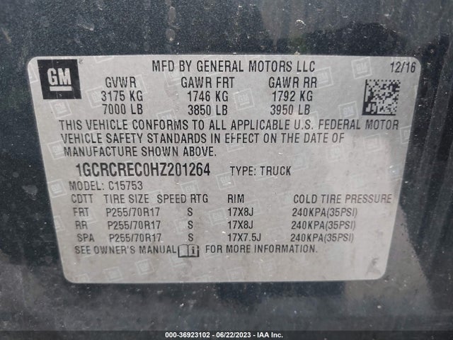 Chevrolet Silverado 1500 Lt 2017 1GCRCREC0HZ201264 Image 16