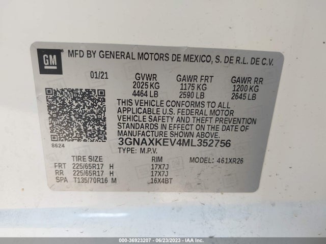 Chevrolet EQUINOX LT 2021 3GNAXKEV4ML352756 Image 9