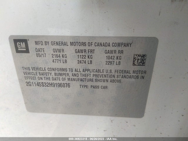 Chevrolet Impala Premier 2017 2G1145S32H9196076 Image 16