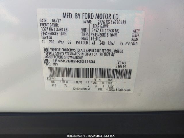 1FM5K7B85HGD41694 Ford Explorer Base