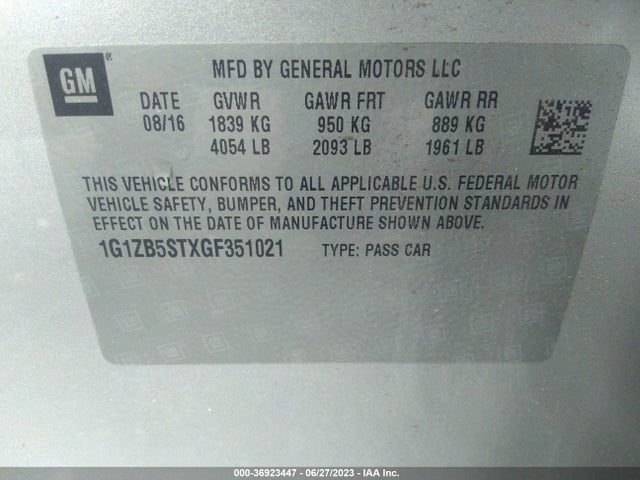 Chevrolet MALIBU LS 2016 1G1ZB5STXGF351021 Image 15