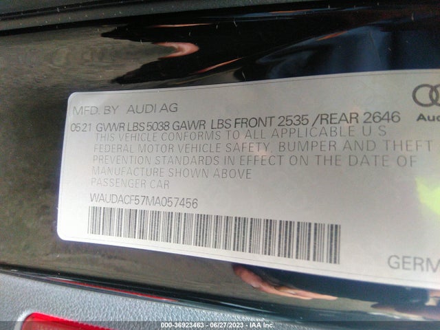 WAUDACF57MA057456 Audi A5 Sportback S Line Premium