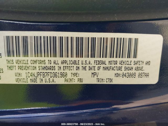 1C4NJPFB7FD361960 Jeep Patriot Latitude