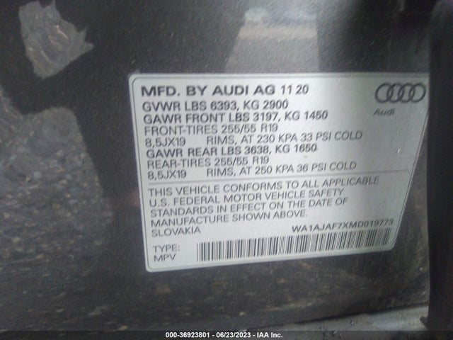 WA1AJAF7XMD019773 Audi Q7 PREMIUM