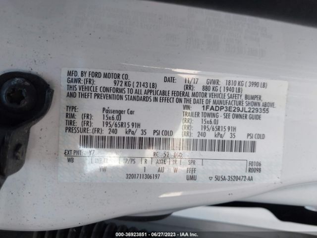 1FADP3E29JL229355 Ford FOCUS S