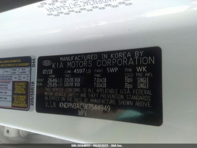 KNDPN3AC5K7544949 KIA Sportage Ex