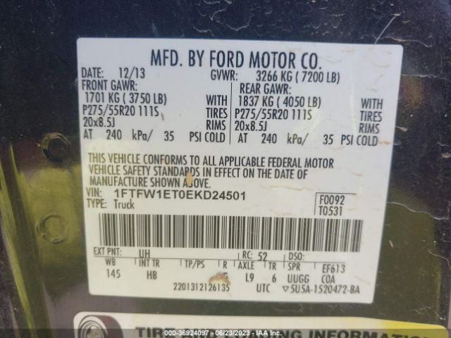 1FTFW1ET0EKD24501 Ford F-150 Xl/xlt/fx4/lariat