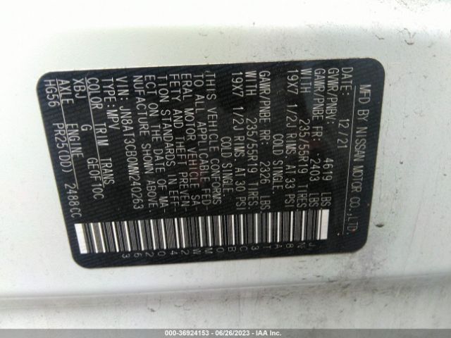 JN8AT3CB0MW240263 Nissan Rogue Sl