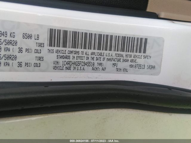 1C4RDHAG5FC945510 Dodge Durango Sxt