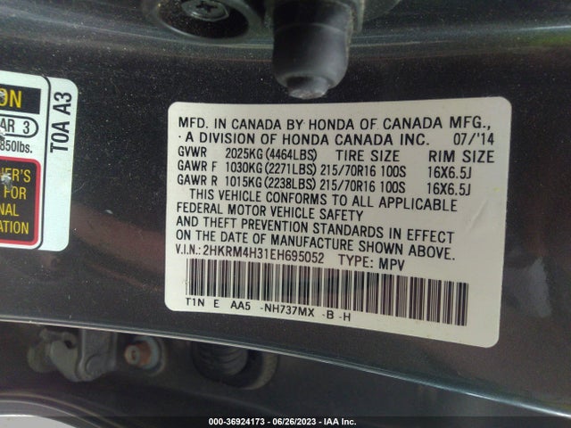 Honda CR-V LX 2014 2HKRM4H31EH695052 Image 9