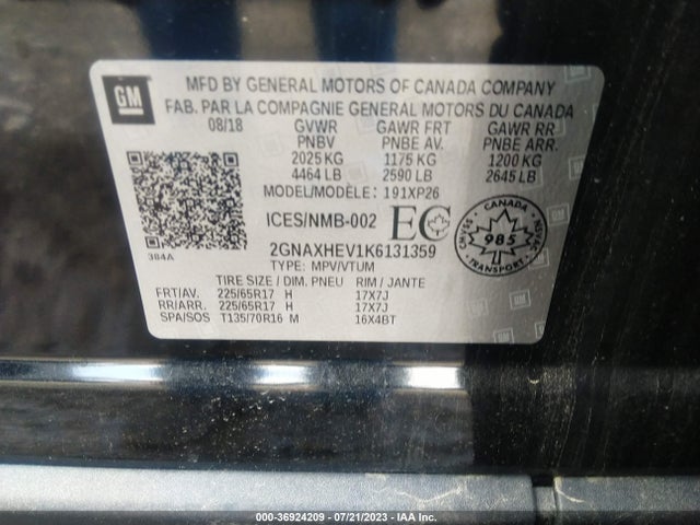 Chevrolet EQUINOX LS 2019 2GNAXHEV1K6131359 Image 9