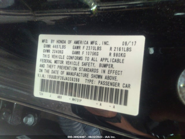 19UUB1F39JA008288 Acura TLX