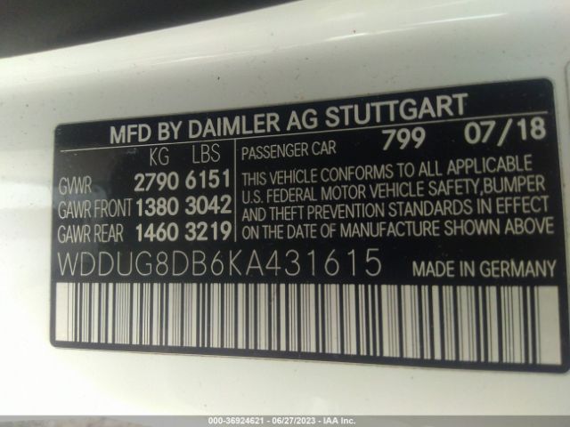 WDDUG8DB6KA431615 Mercedes-Benz S-class S 560
