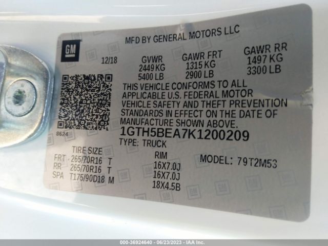1GTH5BEA7K1200209 GMC Canyon 2wd