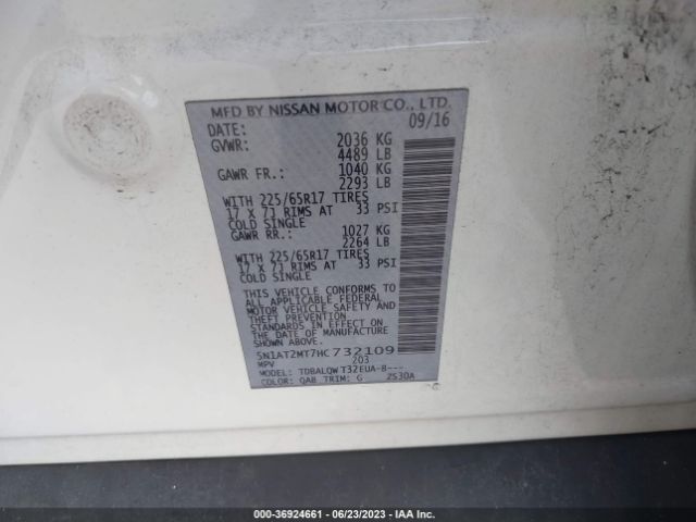 5N1AT2MT7HC732109 Nissan ROGUE SV