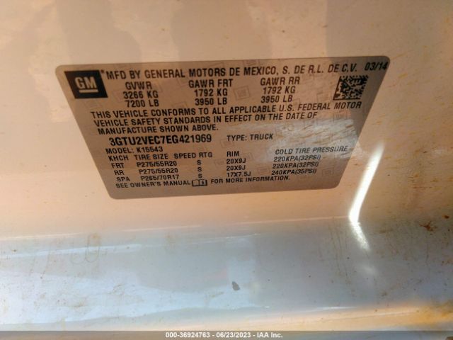 3GTU2VEC7EG421969 GMC Sierra 1500 Slt