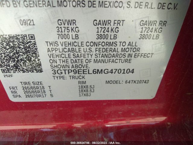 3GTP9EEL6MG470104 GMC Sierra 1500 At4