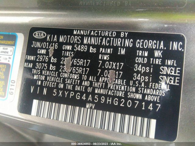 5XYPG4A59HG207147 KIA Sorento Lx V6