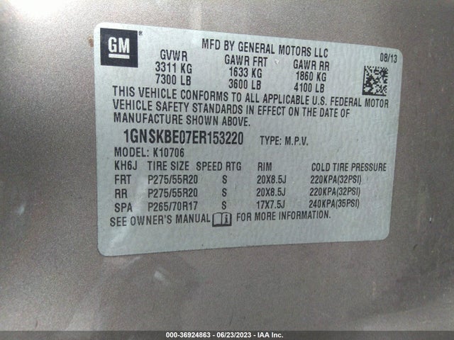 Chevrolet Tahoe Lt 2014 1GNSKBE07ER153220 Image 9