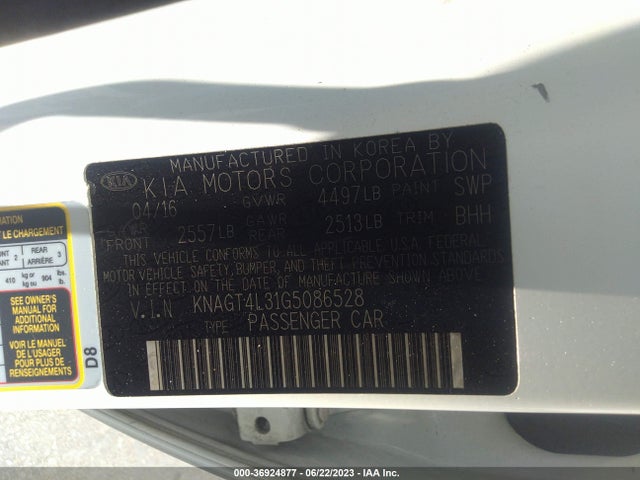 KIA Optima Lx 2016 KNAGT4L31G5086528 Image 11