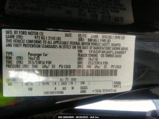 Ford FOCUS SE 2015 1FADP3K20FL244967 Image 9
