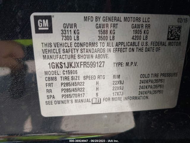 1GKS1JKJXFR599127 GMC YUKON XL DENALI
