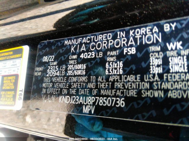 KNDJ23AU8P7850736 KIA SOUL LX
