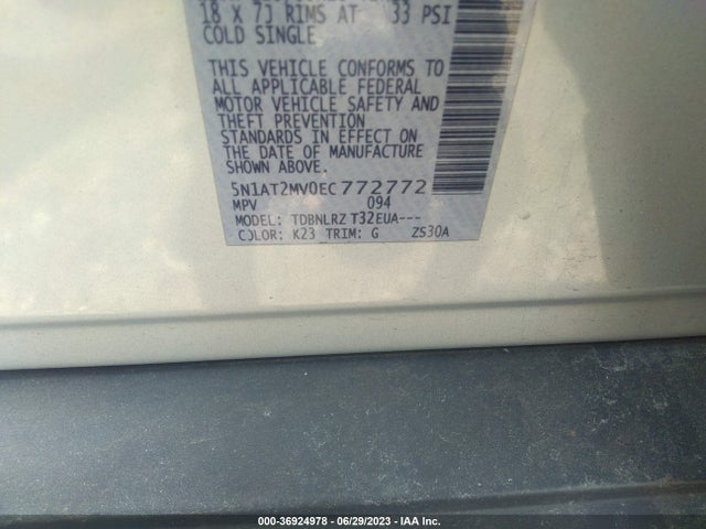 2014 NISSAN ROGUE SL VIN: 5N1AT2MV0EC772772