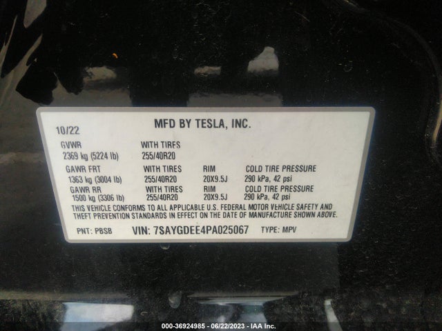 7SAYGDEE4PA025067 Tesla Model Y Long Range
