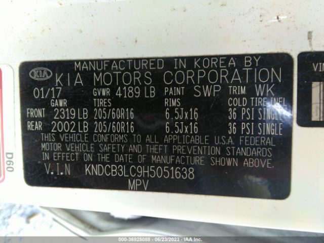 KNDCB3LC9H5051638 KIA NIRO LX