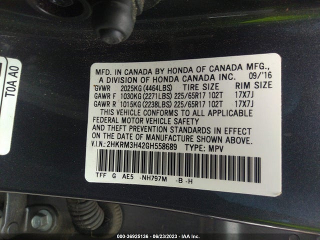 Honda CR-V SE 2016 2HKRM3H42GH558689 Image 15
