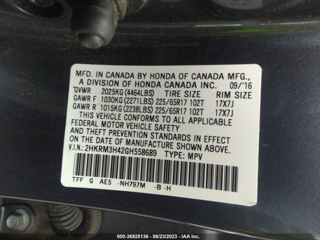 Honda CR-V SE 2016 2HKRM3H42GH558689 Image 9