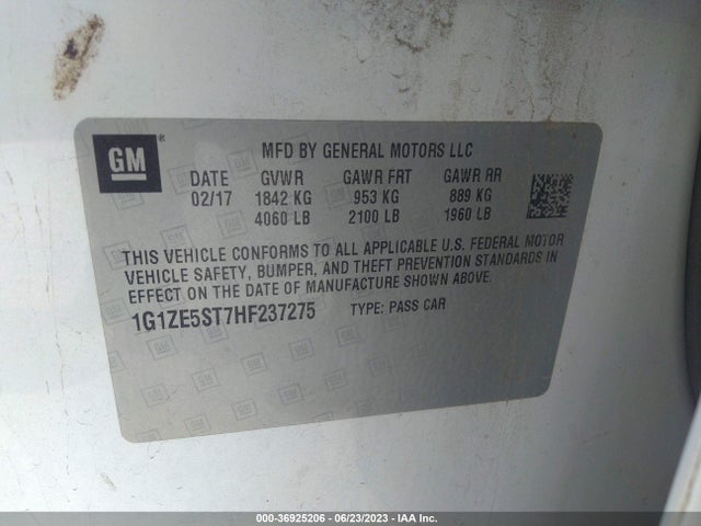 Chevrolet MALIBU LT 2017 1G1ZE5ST7HF237275 Image 9