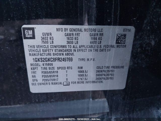 1GKS2GKC8FR249769 GMC Yukon Xl Sle
